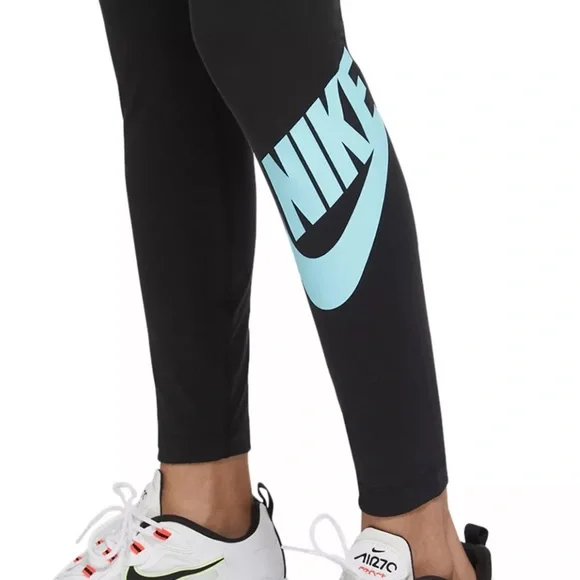 Plus Size Women's Essential High-Rise Leggings Black / Copa Blue 3X - Picture 3 of 10